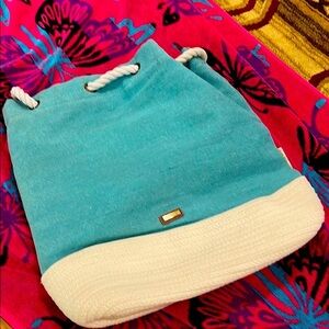 Blue and White Rope Handle Bag
